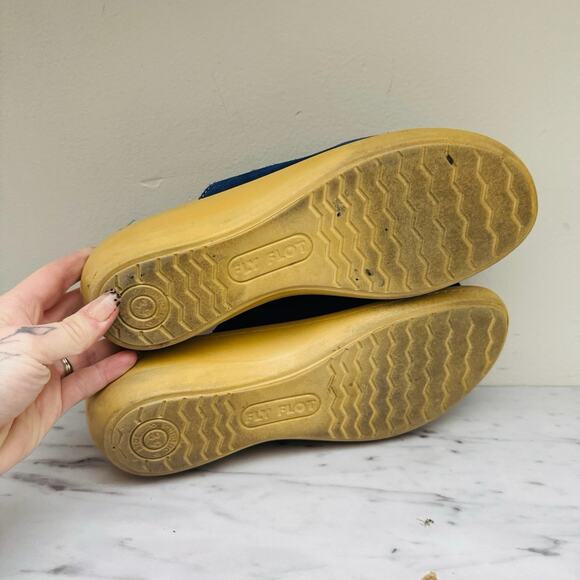 Fly Flot Anatomic Blue Leather Slide Wedge Sandals Women’s Size 8.5 - Picture 7 of 10